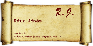 Rátz Jónás névjegykártya